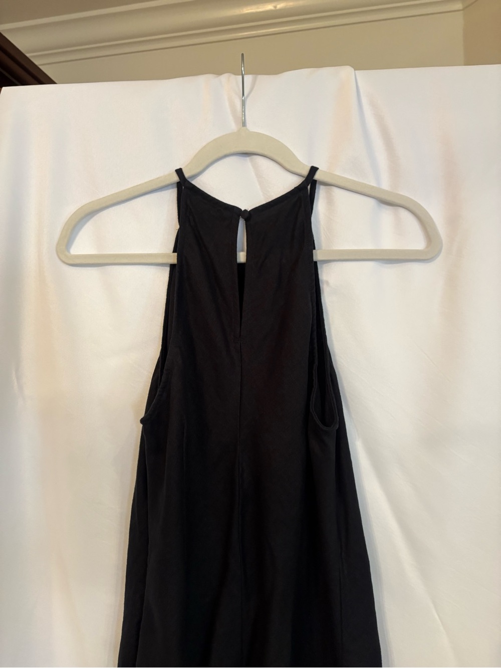 Black Linen Sleeveless Halter Dress